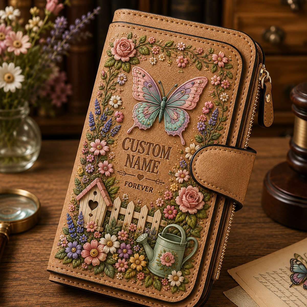 🌸 Personalized Embossed Wallet – Pick Your Style, Add Your Name 🌿