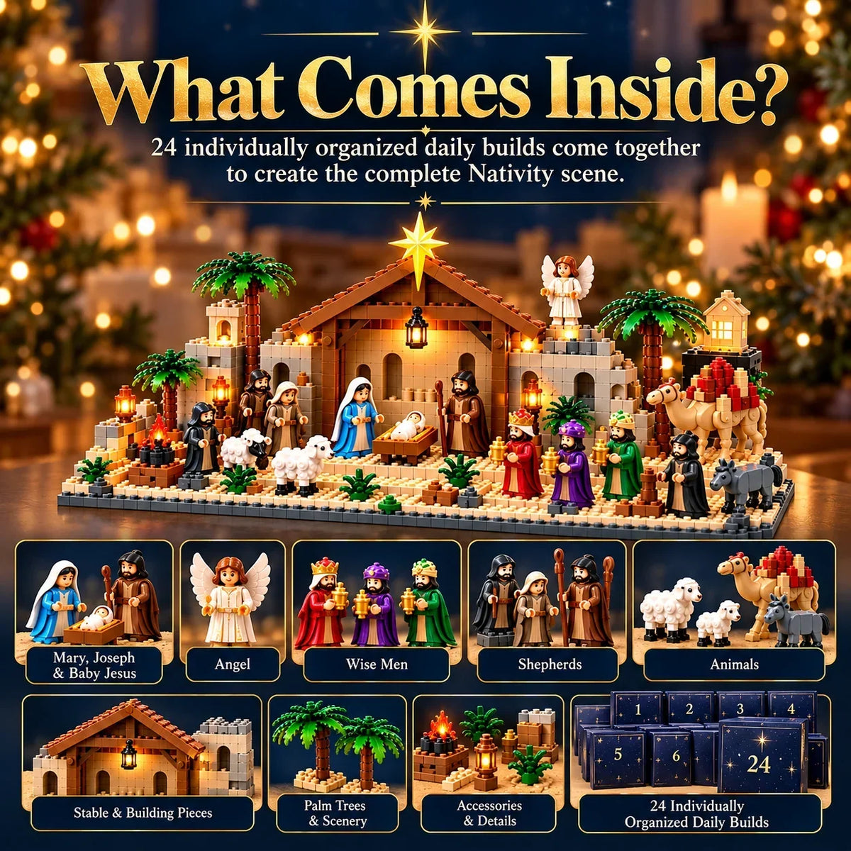 Nativity Advent Calendar – 24-Day Buildable Christmas Nativity Set