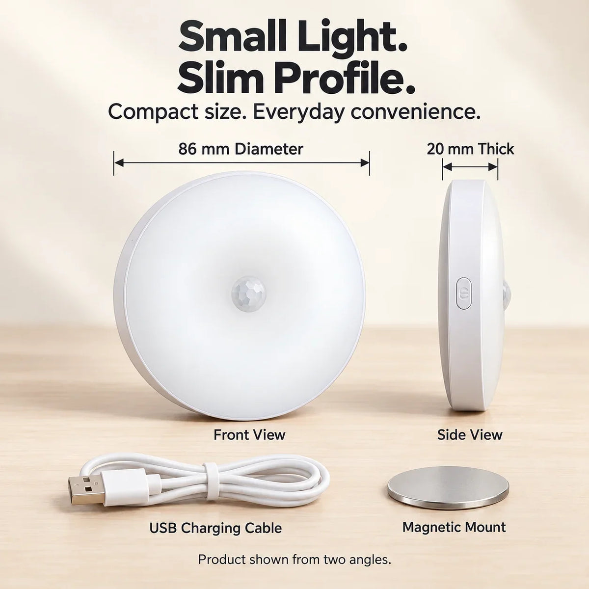 Rechargeable Motion Sensor Night Light – Magnetic Mount & 3 Light Colors