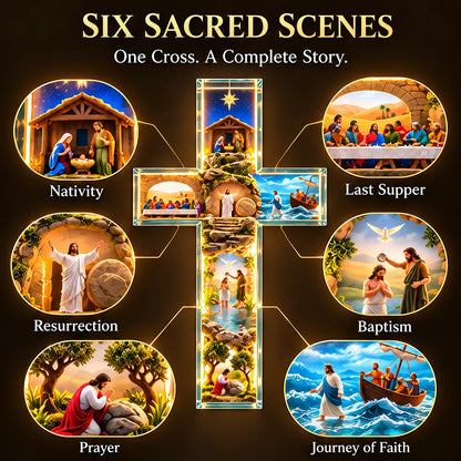 ✨ Last Day – 49% OFF!✝️The Story of Jesus in 6 Scenes Cross Lamp