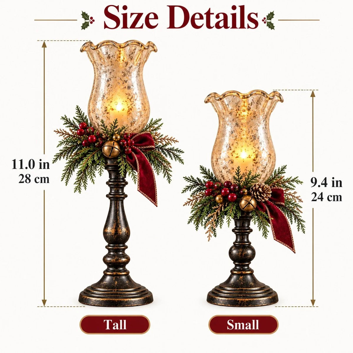 🎄🕯️🍒Vintage Mercury Glass Christmas Candle Lamp🌙