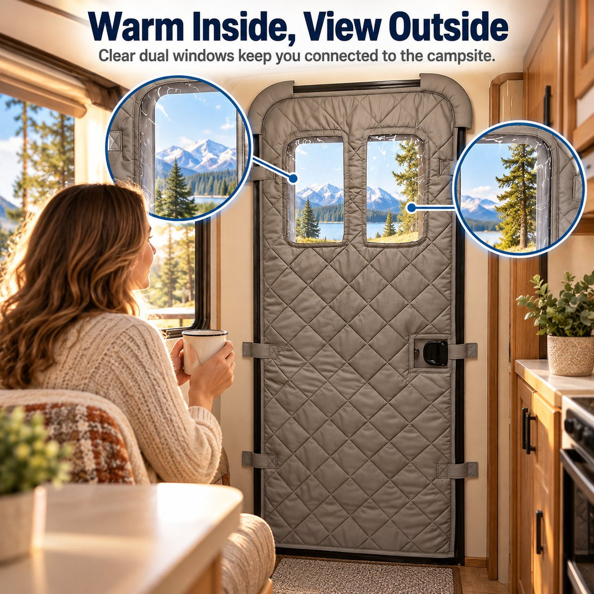 Camper Door Thermal Insulation Cover for RV Camping Life