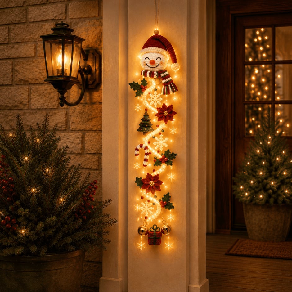 ⏳Last day: 49% off – 🎄 MerryCascade Light-Up Christmas Door Hanger | 6 festive light designs, warm glow, 3D details & space-saving vertical decoration ✨