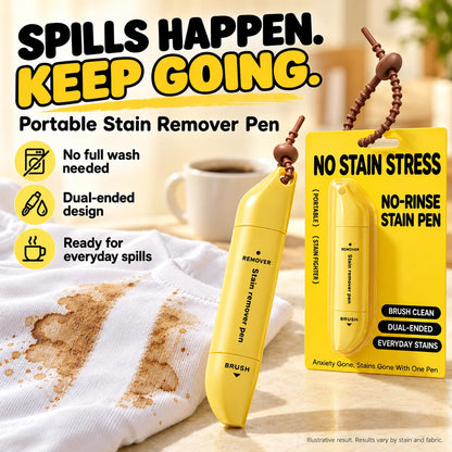 Portable Dual-Head Stain Remover Pen✨ Instant No-Rinse Emergency Spot Cleaner for Clothes, Oil & Coffee Stains⏳
