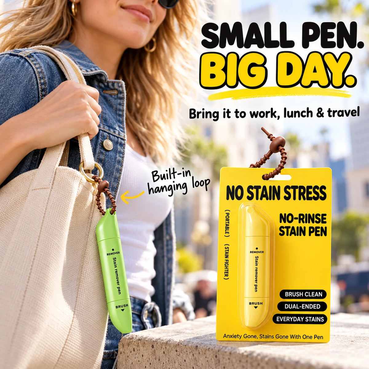 Portable Dual-Head Stain Remover Pen✨ Instant No-Rinse Emergency Spot Cleaner for Clothes, Oil & Coffee Stains⏳