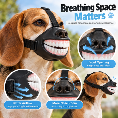New cross-border funny dog muzzle with laughing teeth, a fun decorative muzzle for travel
