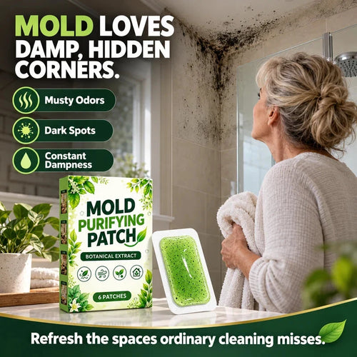 🧪49% OFF NOW! 6Pcs Mold Purifying Patches – Botanical Mildew Removal Pads, Long Lasting Mold Inhibitor for Bathroom, Kitchen, Wall Corners & Damp Hidden Spots