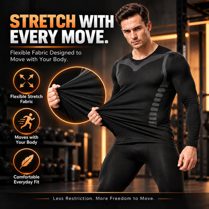 Men's Fleece-Lined Thermal Underwear Set – Warm Stretch Base Layer for Winter & Outdoor Activities