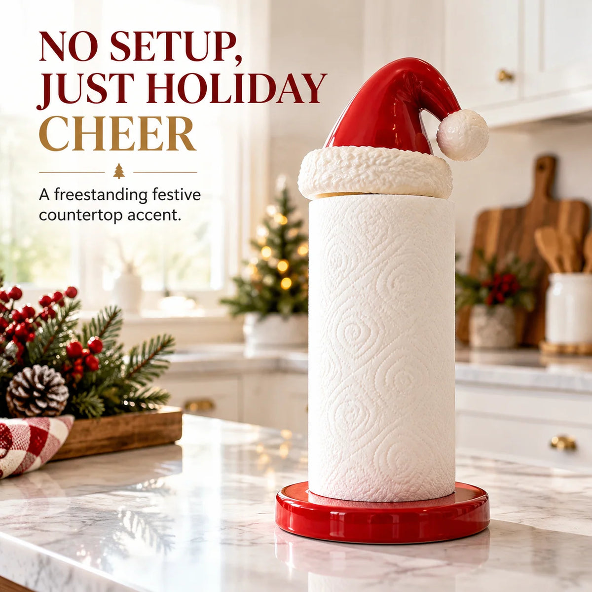 🎅 Santa Hat Christmas Paper Towel Holder | Festive Holiday Kitchen Decor 🎄