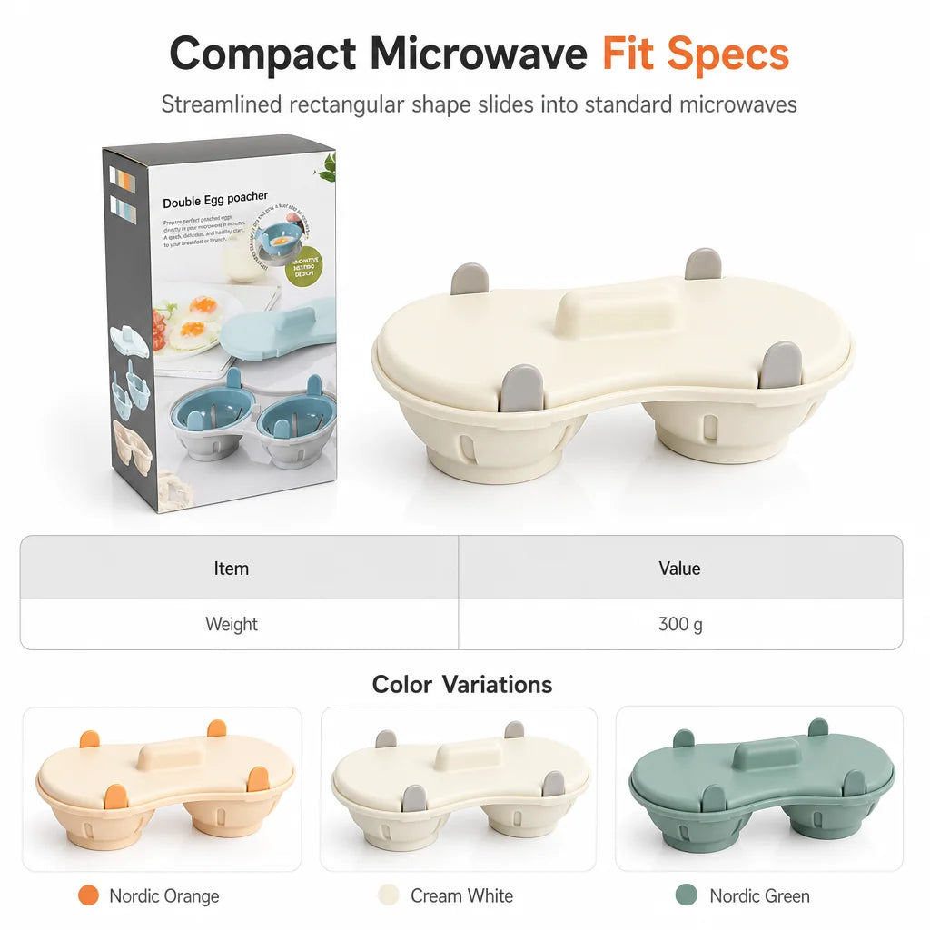🍳 Microwave Double Egg Poacher - Fast Mess-Free Breakfast Maker 🥚