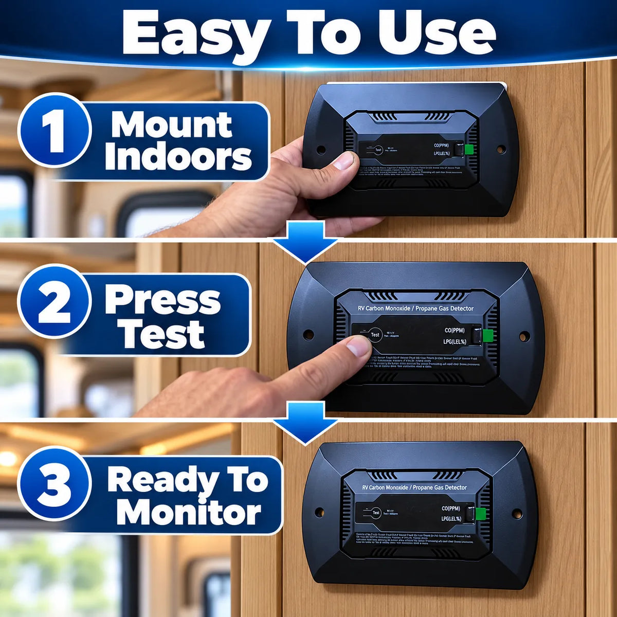 🚐🔔 2-in-1 RV Gas & CO Detector — Stay Safe on Every Journey! 🛡️✨