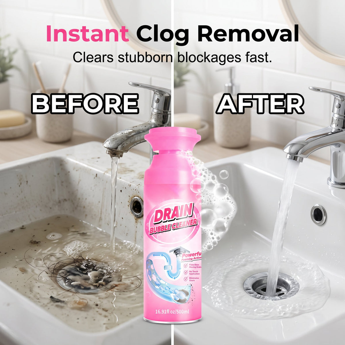 💯Powerful Foaming Drain Cleaner – Clear Buildup, Fight Odors & Keep Drains Flowing Smoothly