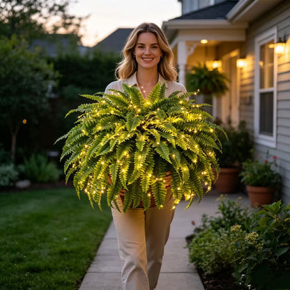 🔥 Last Day 70% OFF💡Glowing Artificial Boston Ferns with Lights – Never Fade, No Watering, No Maintenance🌿