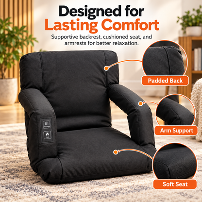 🔥 Heated Massage Floor Chair | Foldable Portable Lounge Seat