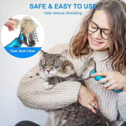 🐾 Pet Grooming Brush — Painless Shedding & Detangling Comb