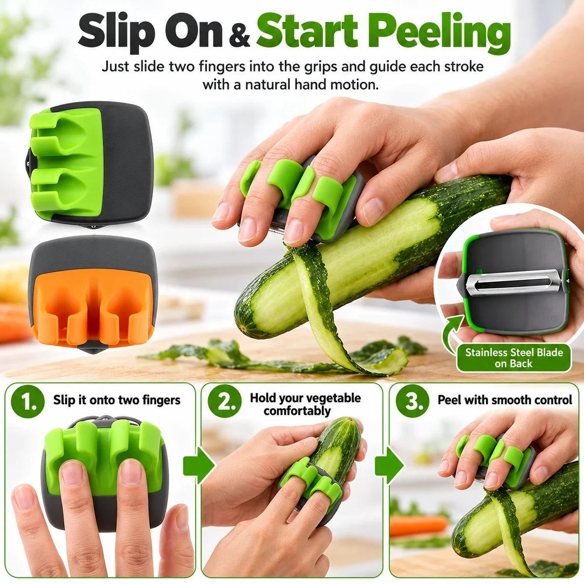 Palm Vegetable Peeler – Comfortable Finger-Fit Design
