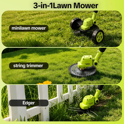 🌿Limited Time 50% OFF✨ 3-in-1 Cordless Lawn Mower Combo, Powerful Grass Trimmer & Edger For Household Gardens
