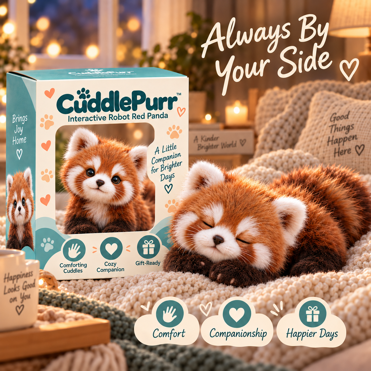 🐾❤️ CuddlePurr™ Red Panda – Interactive Plush Companion | A Little Friend, A Lot of Love