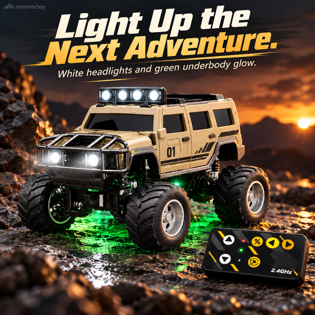 🚙 Mini RC Off-Road Truck – 2.4GHz Remote Control SUV with LED Lights, Spring Suspension & USB Rechargeable Battery 🎁