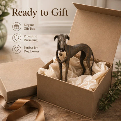 🐾Heritage Heart Sighthound Sculpture – Vintage Resin Dog Accent for Timeless Interiors