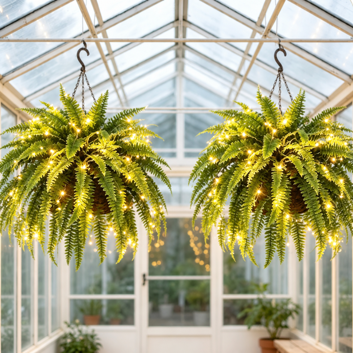 🔥 Last Day 70% OFF💡Glowing Artificial Boston Ferns with Lights – Never Fade, No Watering, No Maintenance🌿