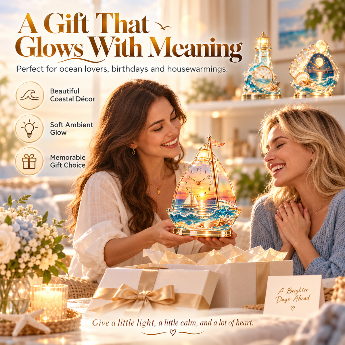 ✨ Coastal Glow Clock – Bring a Little Seaside Calm Home