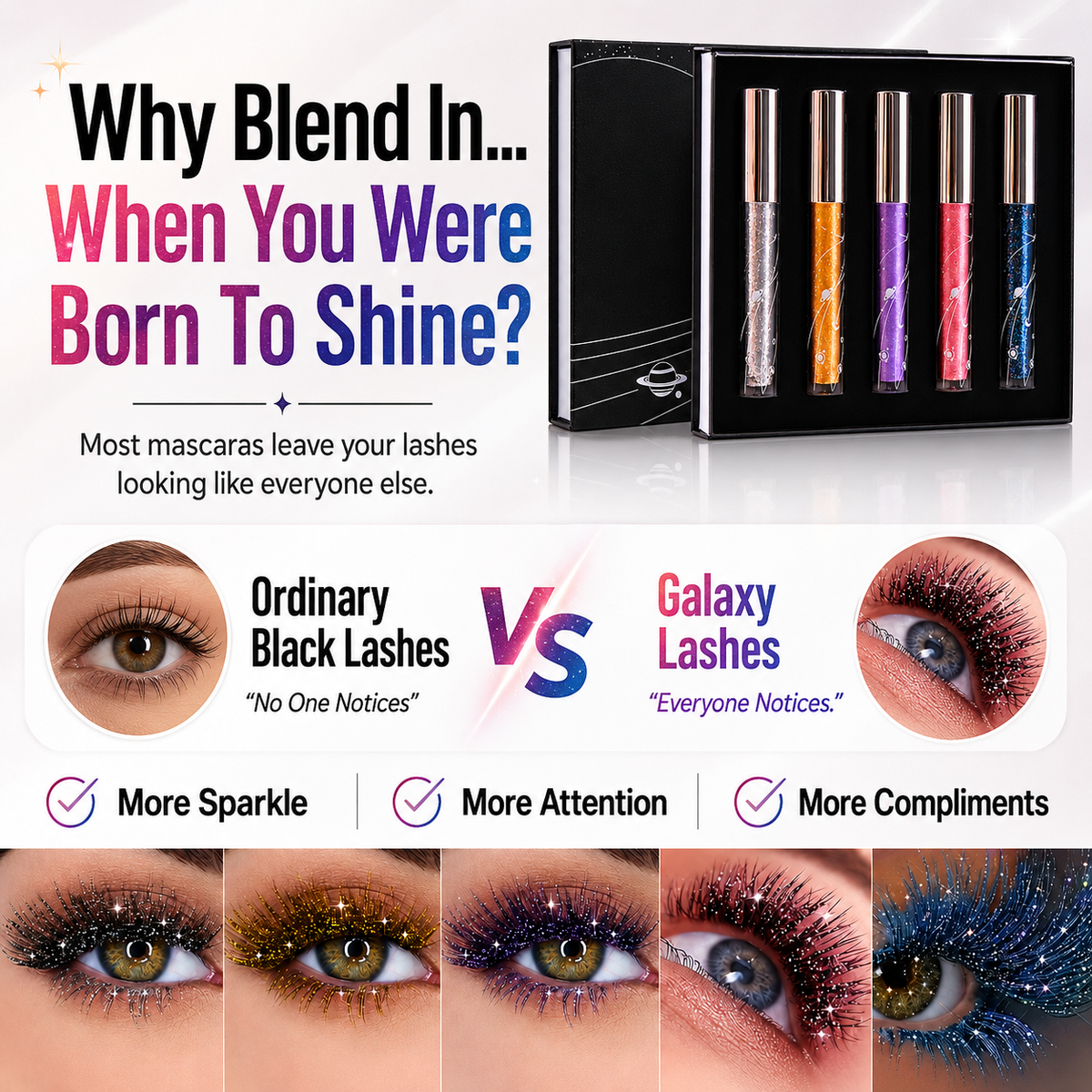 🔥 Today Only 50% OFF ✨ 5-Color Glitter Mascara Set 🌈 Dazzle Every Lash