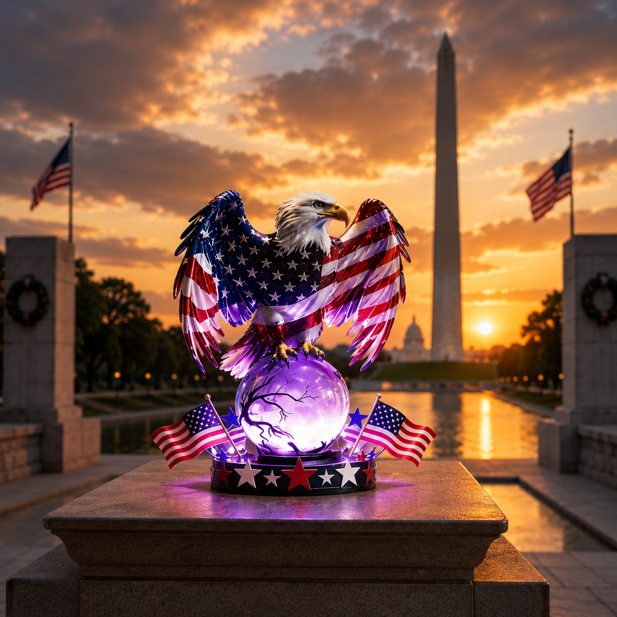 🔥LAST DAY 50% OFF💖🇺🇸 Freedom Eagle Patriotic LED Table Lamp – American Pride Decor