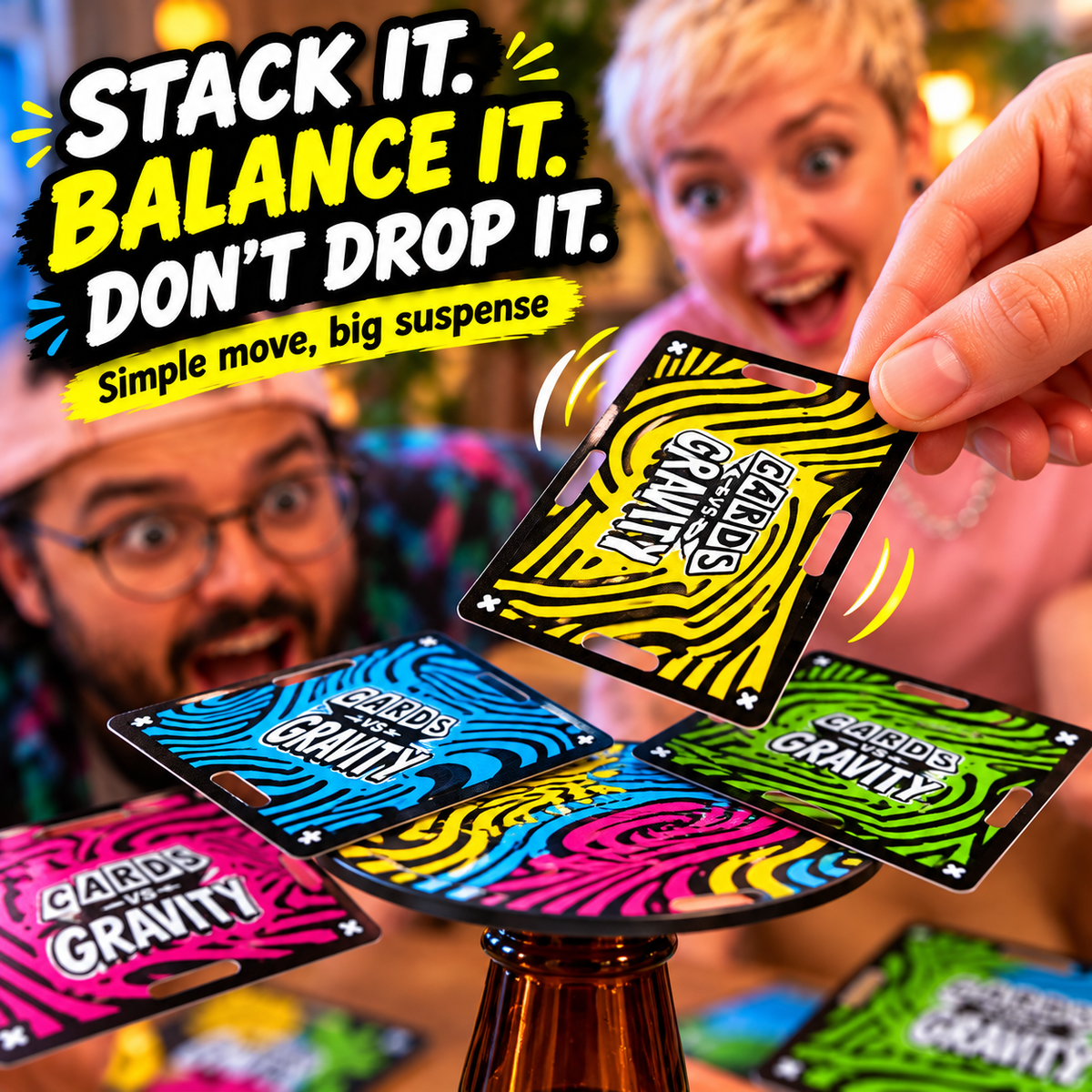 🔥 50% OFF Today! Cards vs Gravity – Waterproof Card Balancing Game for Parties & Travel