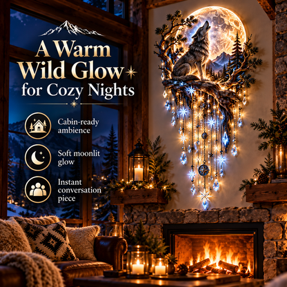 🐺🌕 Wolf Howling Moon Starfall Wall Light – Bring the Wild Home-31.5- Inch