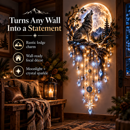 🐺🌕 Wolf Howling Moon Starfall Wall Light – Bring the Wild Home-31.5- Inch