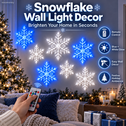 ❄️ LED Snowflake Wall Lights – Blue & White Christmas Holiday Decor