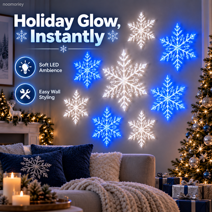 ❄️ LED Snowflake Wall Lights – Blue & White Christmas Holiday Decor