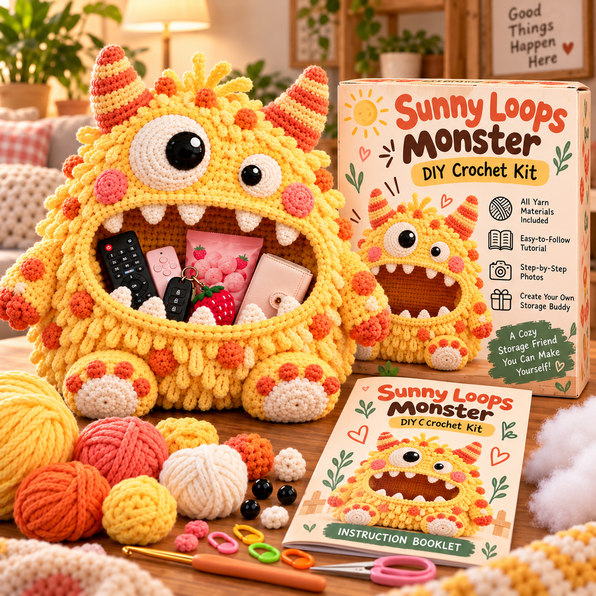 👾 DIY Crochet Monster Storage Basket Kit | 6 Ugly-Cute Designs