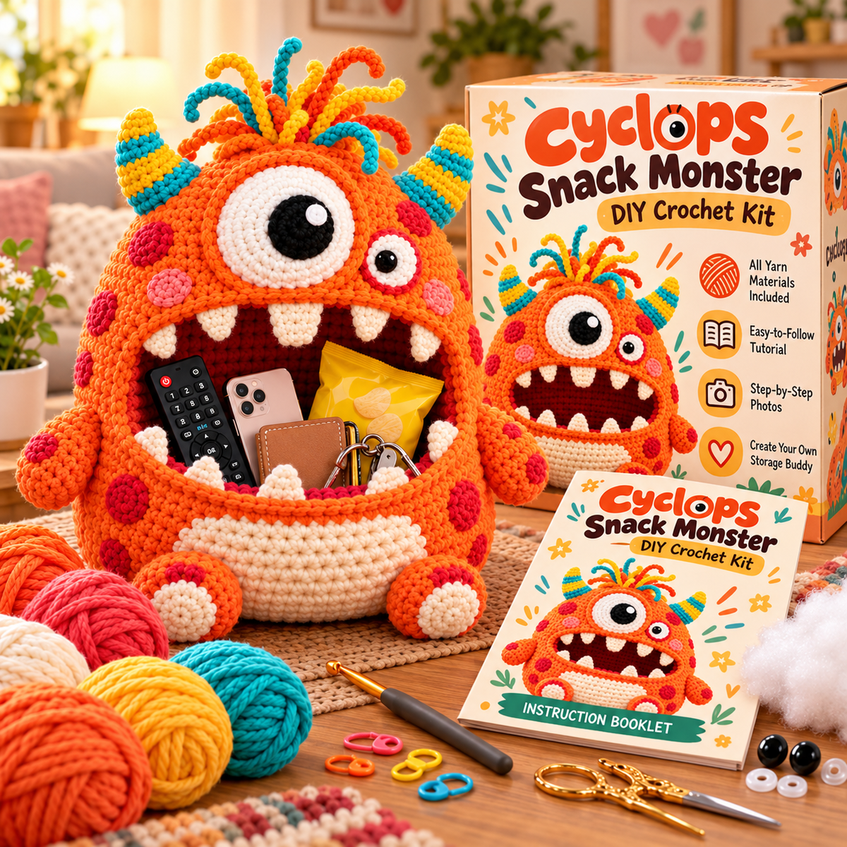 👾 DIY Crochet Monster Storage Basket Kit | 6 Ugly-Cute Designs