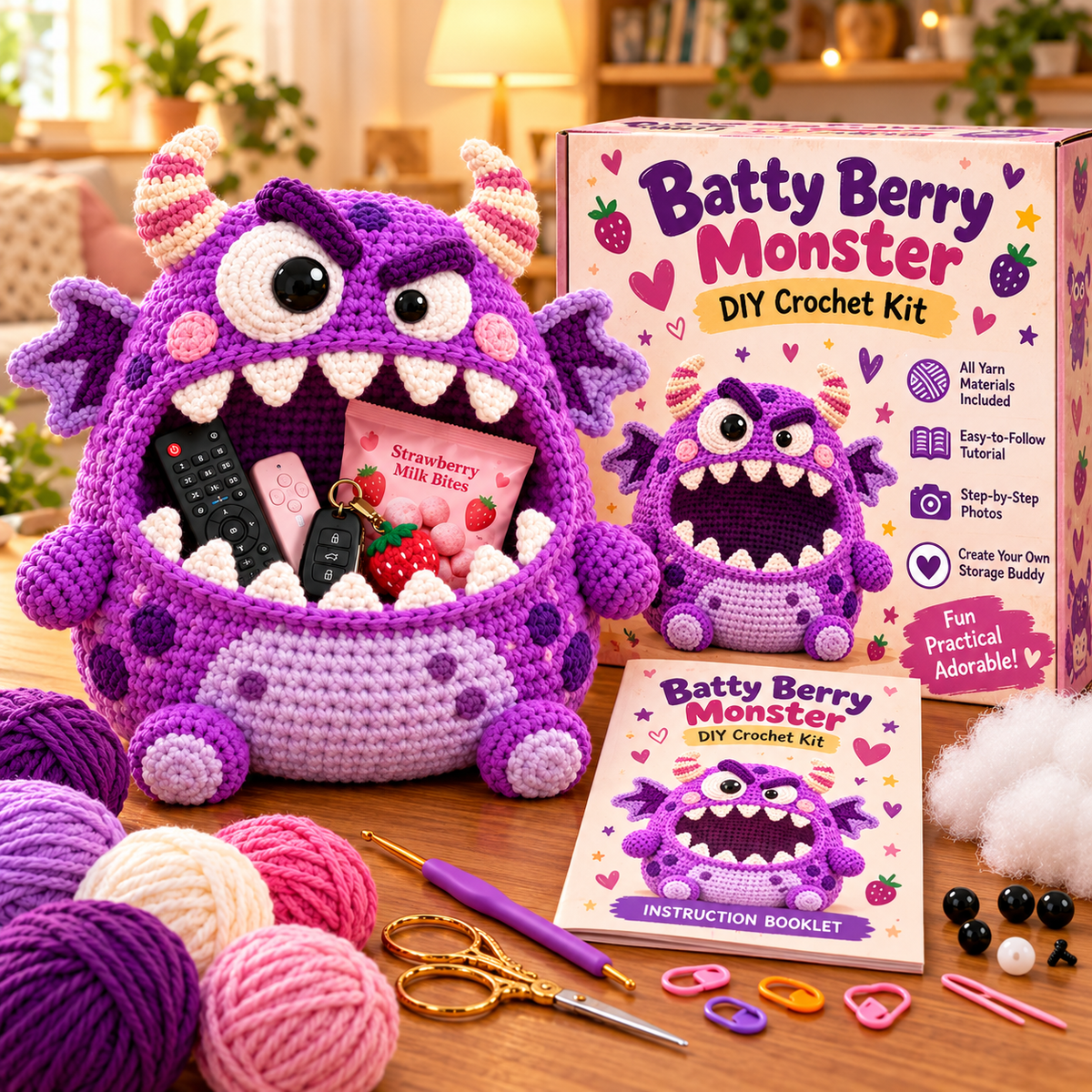 👾 DIY Crochet Monster Storage Basket Kit | 6 Ugly-Cute Designs