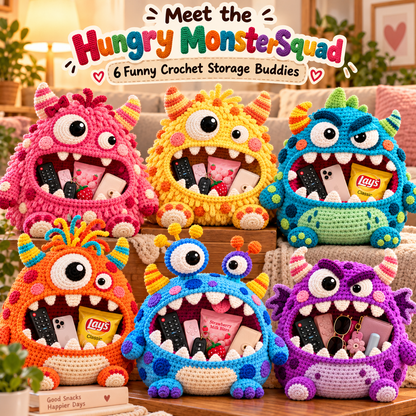 👾 DIY Crochet Monster Storage Basket Kit | 6 Ugly-Cute Designs