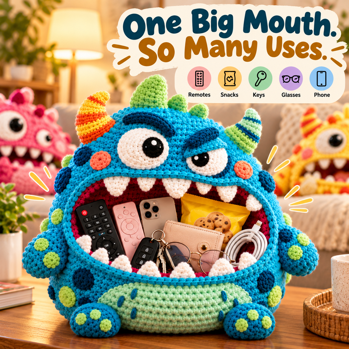👾 DIY Crochet Monster Storage Basket Kit | 6 Ugly-Cute Designs