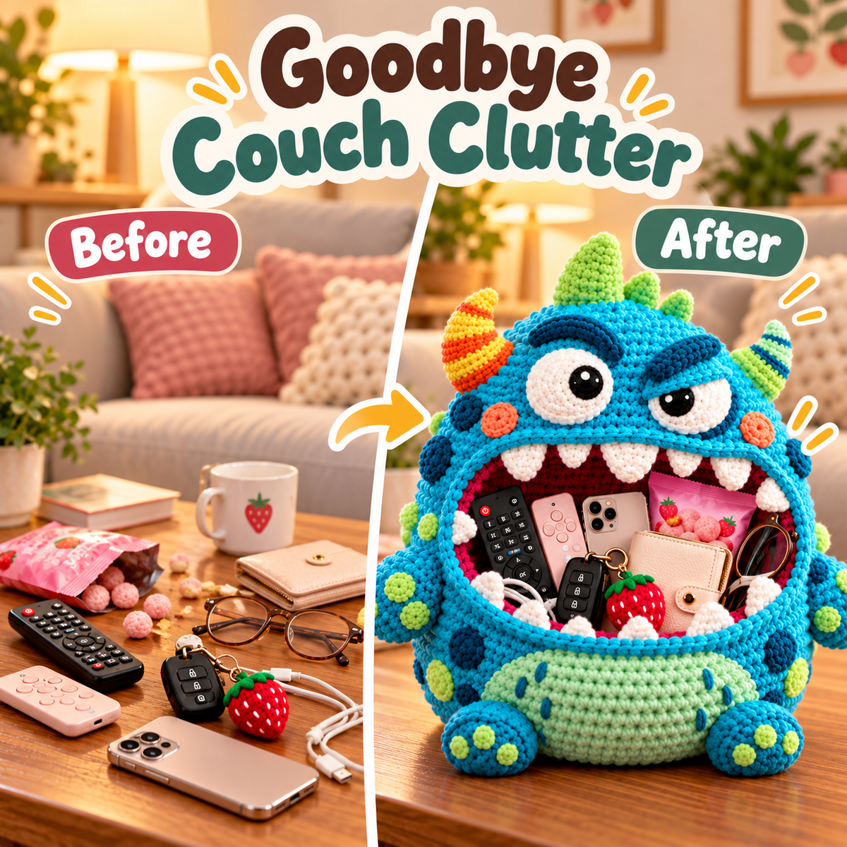 👾 DIY Crochet Monster Storage Basket Kit | 6 Ugly-Cute Designs