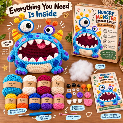 👾 DIY Crochet Monster Storage Basket Kit | 6 Ugly-Cute Designs