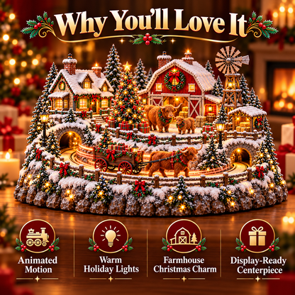 🐮 Animated Highland Cow Christmas Village | Lighted Farmhouse Holiday Décor