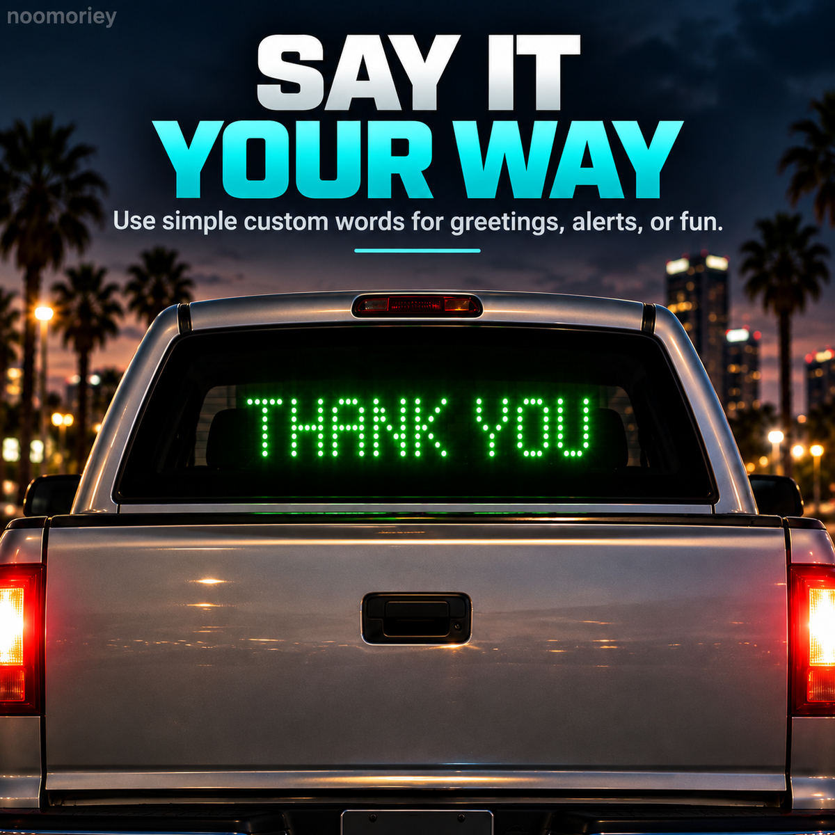 Programmable LED Rear Window Sign for Cars & Trucks, Custom Scrolling Message Display