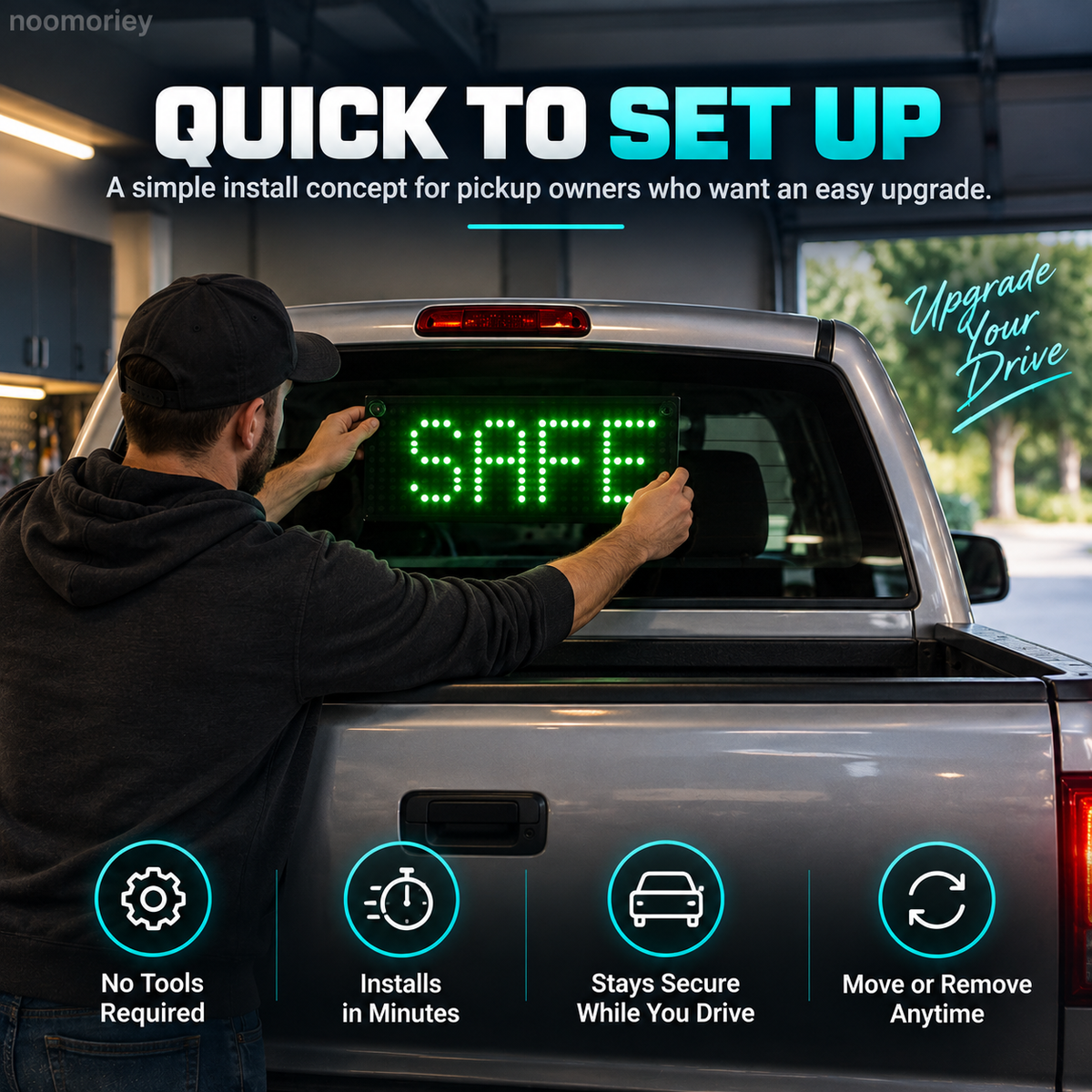 Programmable LED Rear Window Sign for Cars & Trucks, Custom Scrolling Message Display