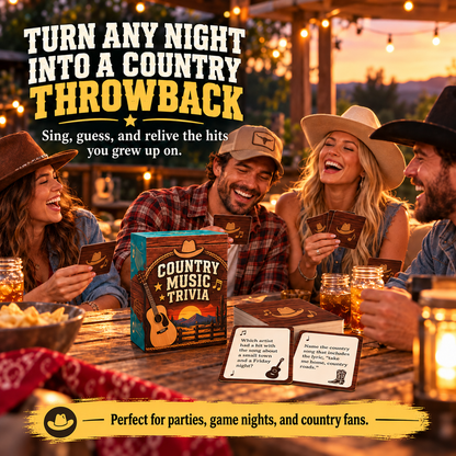 🎸 90s & 2000s Country Music Trivia Game | 150-Card Party Deck