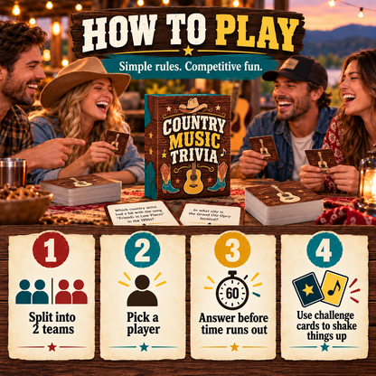 🎸 90s & 2000s Country Music Trivia Game | 150-Card Party Deck
