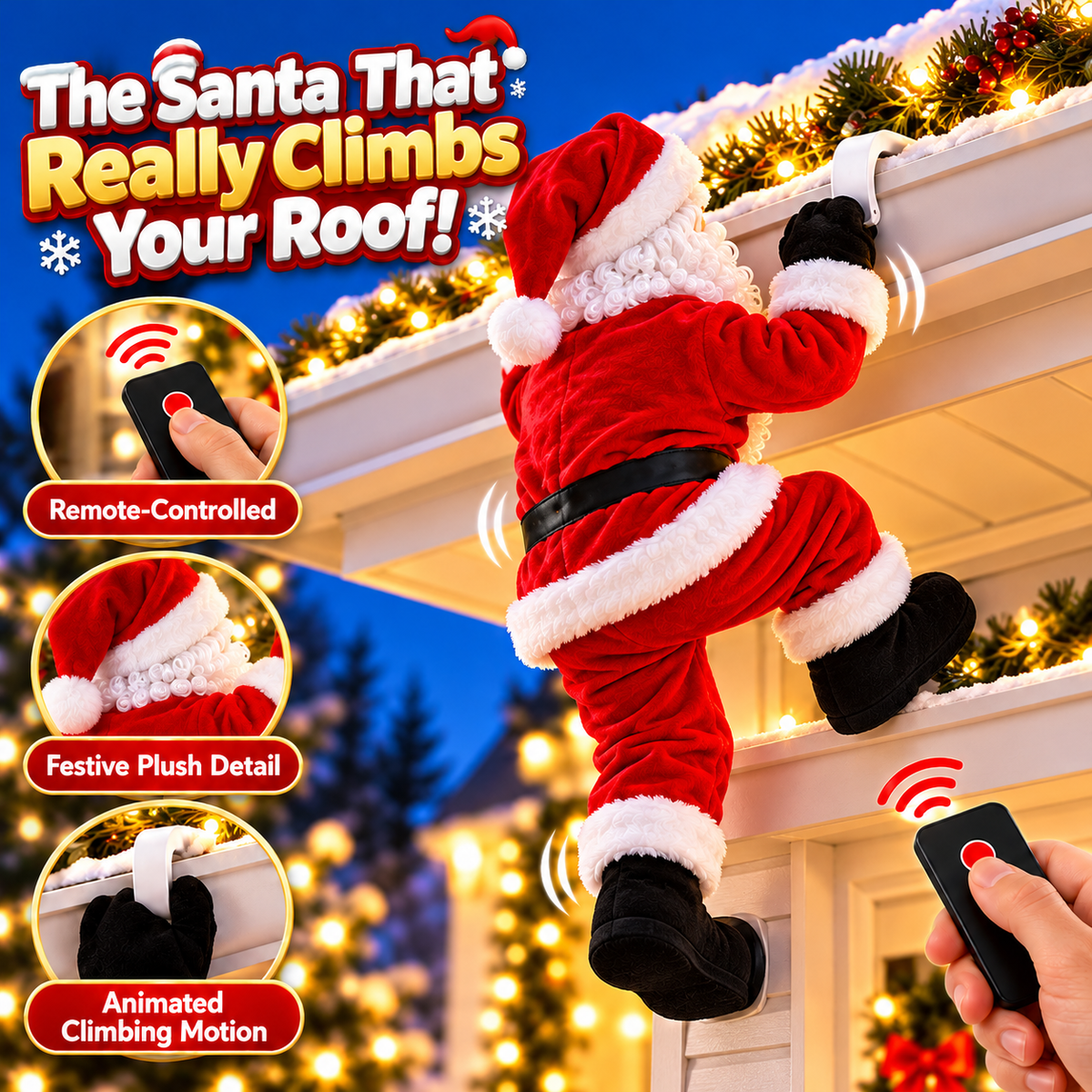 🎅🎄 Remote-Controlled Climbing Santa™ – Animated Christmas Roof Decoration 🎁