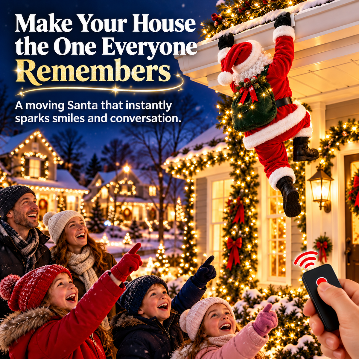 🎅🎄 Remote-Controlled Climbing Santa™ – Animated Christmas Roof Decoration 🎁