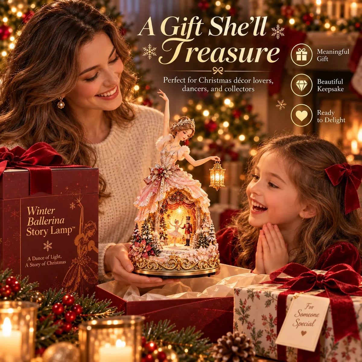 🔥LAST DAY 50% OFF 🩰  Winter Ballerina Story Lamp™ – Lighted Nutcracker Christmas Tabletop Decor