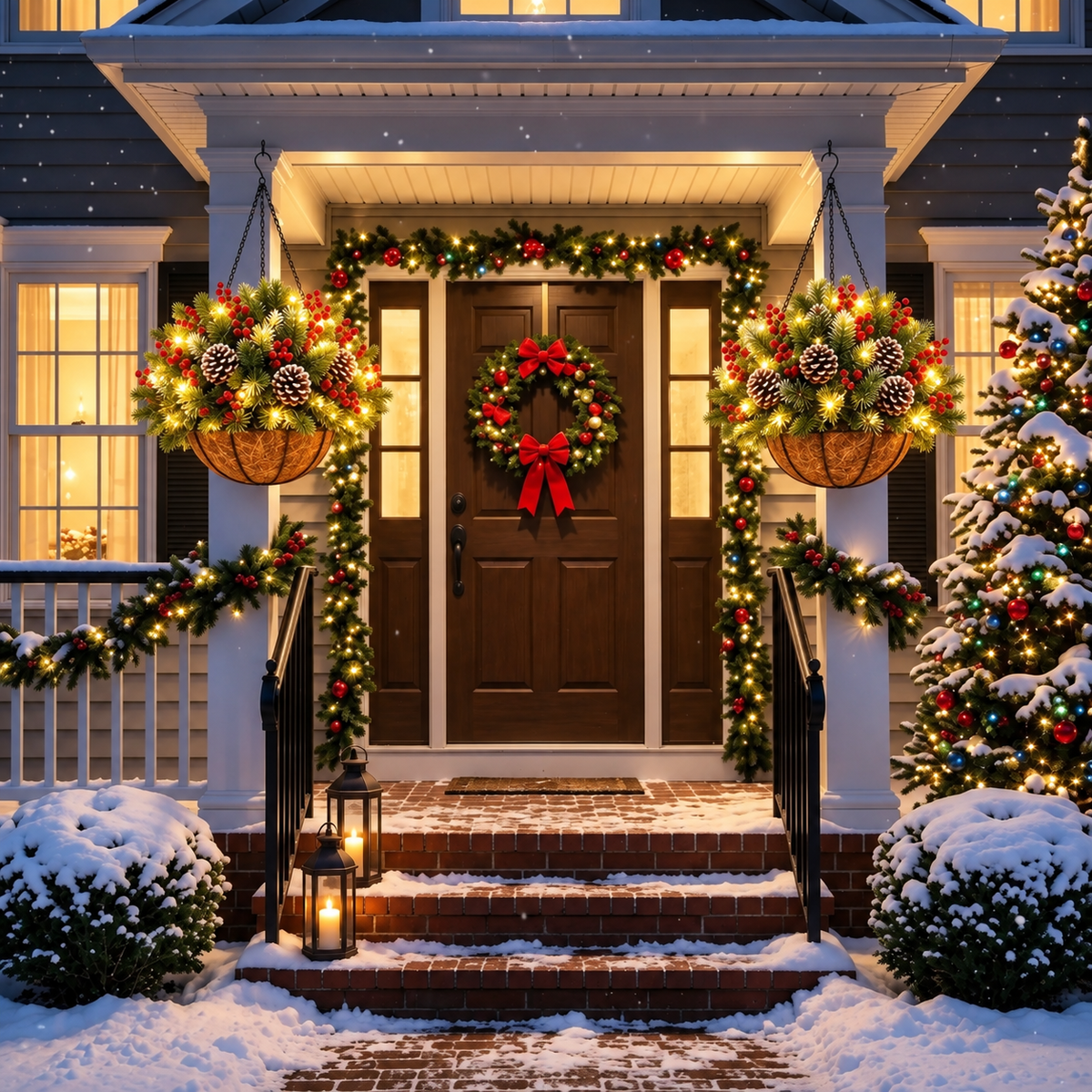 🎄 Last Day 50% OFF 🎄 Pre-Lit Christmas Hanging Basket | Pre-lit, weather-resistant, and zero maintenance🏆