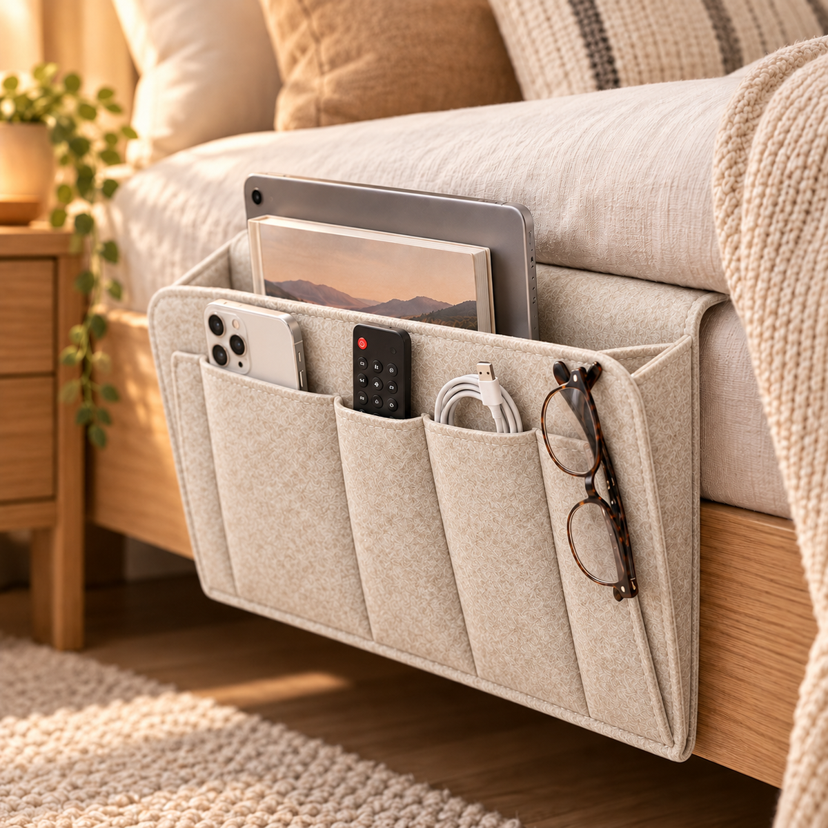 ⏰🔥LIMITED TIME OFFER: 49% OFF!💞Bedside organiser – Smart storage without a bedside table